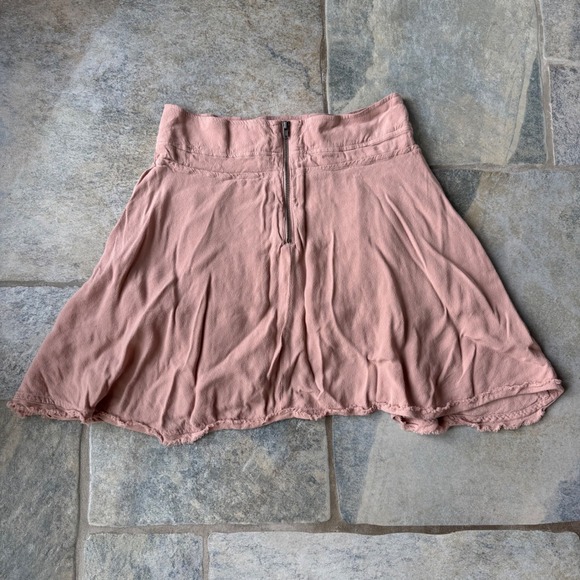 Free People Mauve Asymmetrical Mini Skirt Sz 0 Fairycore Boho Whimsy Ballet Hem - Picture 2 of 5
